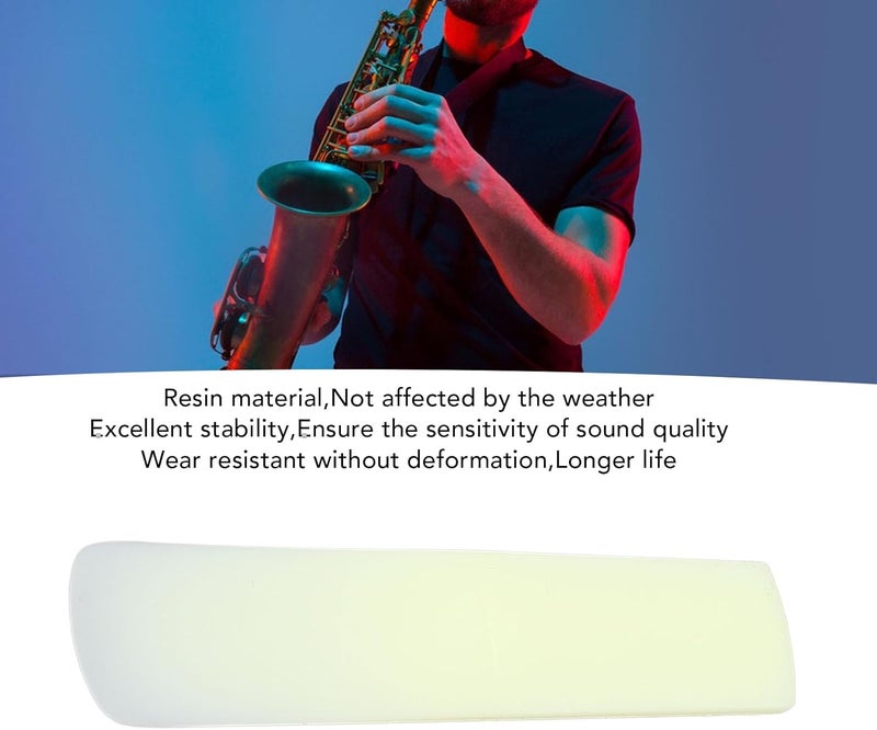 NOENNULL Saxophone Reeds Set, 5Pcs Tenor Saxophone Reeds 2.5 Bb Resin Tenor Sax Reeds with Plastic Box for Beginners Professionals (Yellow) - Image 4